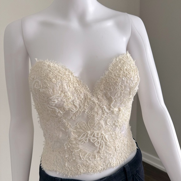 Neiman Marcus Vintage Lace Pearl Sequin Corset Bustier - Picture 3 of 11